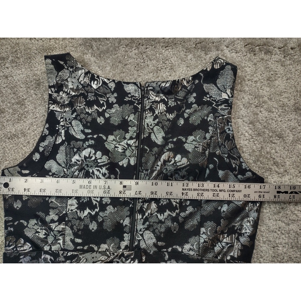 Womens dress Lauren Conrad Size 8 Black Floral Dress Black Silver Party Metallic - Picture 9 of 10